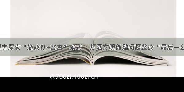 嵊州市探索“浙政钉+督查”模式   打通文明创建问题整改“最后一公里”