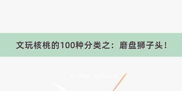 文玩核桃的100种分类之：磨盘狮子头！