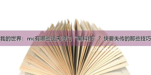 我的世界：mc有哪些逆天冷门“黑科技”？快要失传的那些技巧