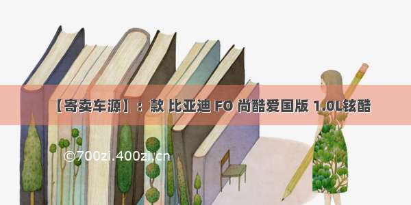 【寄卖车源】：款 比亚迪 FO 尚酷爱国版 1.0L铉酷