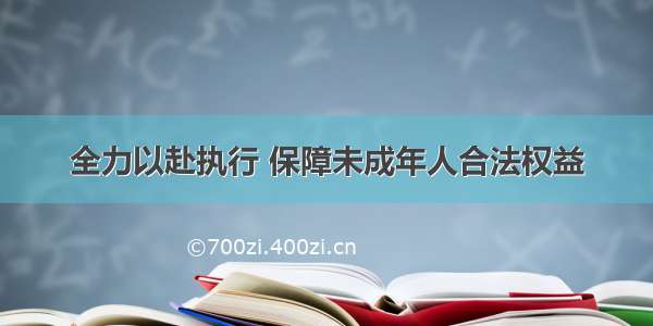 全力以赴执行 保障未成年人合法权益