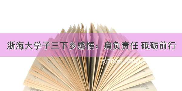 浙海大学子三下乡感悟：肩负责任 砥砺前行