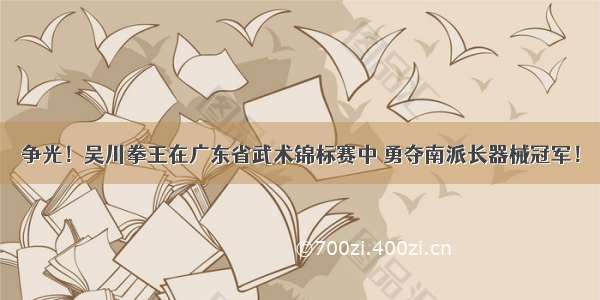 争光！吴川拳王在广东省武术锦标赛中 勇夺南派长器械冠军！