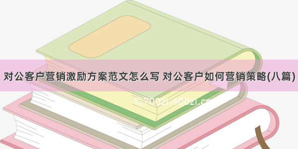 对公客户营销激励方案范文怎么写 对公客户如何营销策略(八篇)