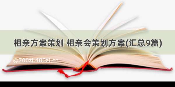 相亲方案策划 相亲会策划方案(汇总9篇)