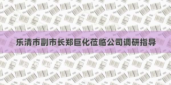 乐清市副市长郑巨化莅临公司调研指导