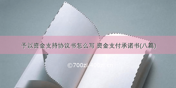 予以资金支持协议书怎么写 资金支付承诺书(八篇)