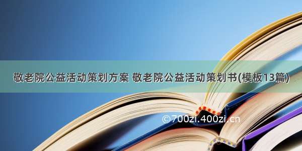 敬老院公益活动策划方案 敬老院公益活动策划书(模板13篇)