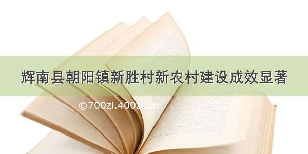 辉南县朝阳镇新胜村新农村建设成效显著