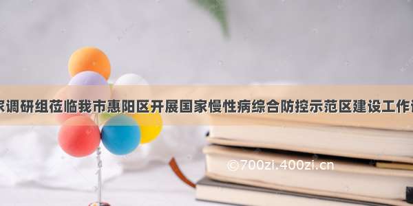 国家调研组莅临我市惠阳区开展国家慢性病综合防控示范区建设工作调研