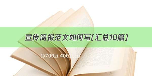 宣传简报范文如何写(汇总10篇)