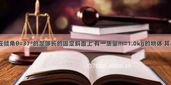 如图所示 在倾角θ=37°的足够长的固定斜面上 有一质量m=1.0kg的物体 其与斜面间动