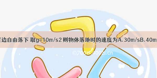 一石块从80m高的山崖边自由落下 取g=10m/s2 则物体落地时的速度为A.30m/sB.40m/sC.50m/sD.60m/s