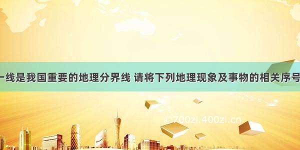 秦岭-淮河一线是我国重要的地理分界线 请将下列地理现象及事物的相关序号填入表格中