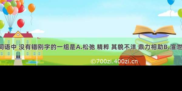 下列各组词语中 没有错别字的一组是A.松弛 精粹 其貌不洋 鼎力相助B.渲泄 追溯 老生