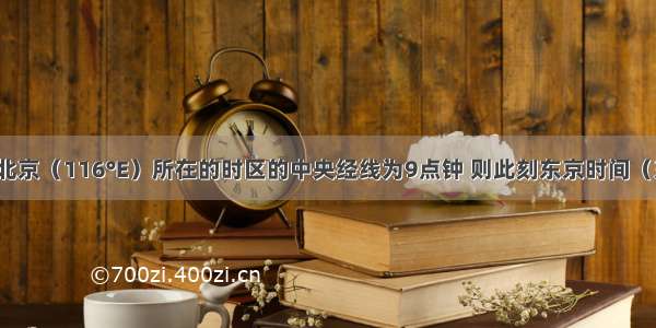 单选题北京（116°E）所在的时区的中央经线为9点钟 则此刻东京时间（东九区）