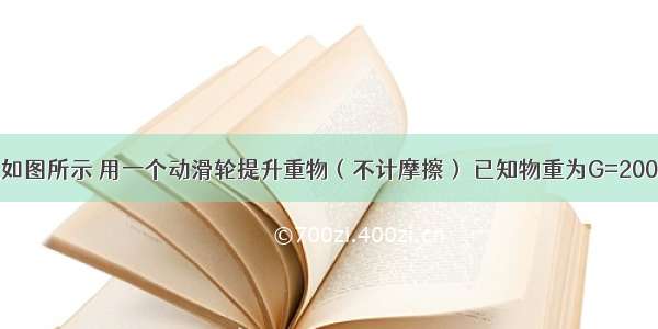 单选题如图所示 用一个动滑轮提升重物（不计摩擦） 已知物重为G=200N 滑轮