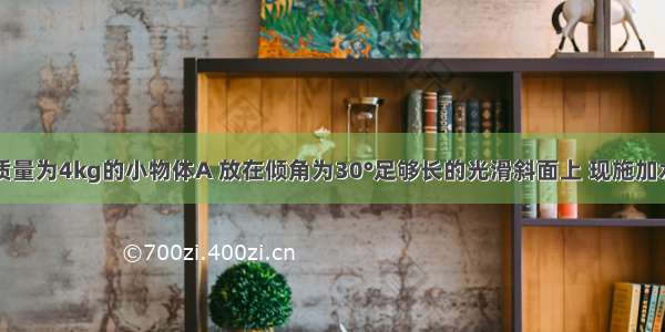 如图所示 质量为4kg的小物体A 放在倾角为30°足够长的光滑斜面上 现施加水平推力F=