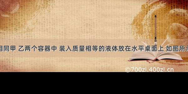 在底面积相同甲 乙两个容器中 装入质量相等的液体放在水平桌面上 如图所示．若将小