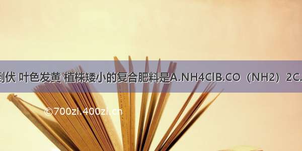 解决植物的倒伏 叶色发黄 植株矮小的复合肥料是A.NH4ClB.CO（NH2）2C.KNO3D.KCl