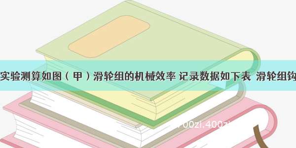 某小组通过实验测算如图（甲）滑轮组的机械效率 记录数据如下表．滑轮组钩码重G/N钩