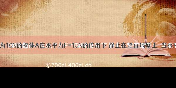 如图所示 重为10N的物体A在水平力F=15N的作用下 静止在竖直墙壁上．当水平力减小为F