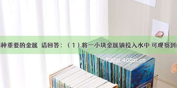 钠和铝是两种重要的金属．请回答：（1）将一小块金属钠投入水中 可观察到的实验现象