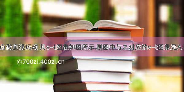 一个质点做直线运动 其s-t图象如图所示 则图中与之对应的v-t图象是A.B.C.D.