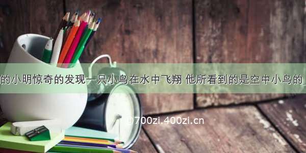 在湖边散步的小明惊奇的发现一只小鸟在水中飞翔 他所看到的是空中小鸟的________（填