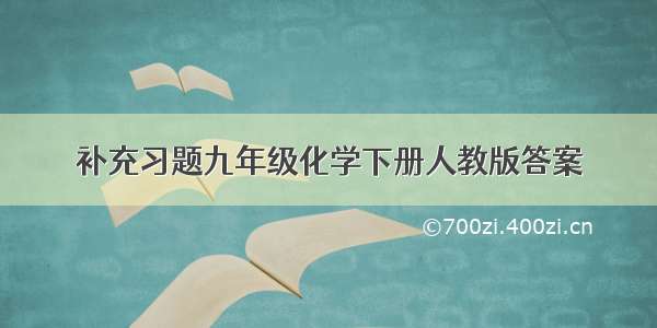 补充习题九年级化学下册人教版答案