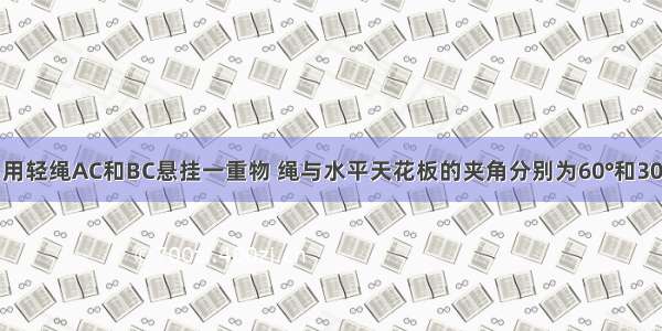 如图所示 用轻绳AC和BC悬挂一重物 绳与水平天花板的夹角分别为60°和30° 已知C下