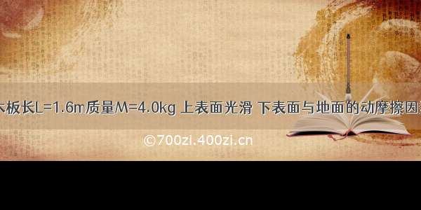 如图所示 木板长L=1.6m质量M=4.0kg 上表面光滑 下表面与地面的动摩擦因数为0.4 质