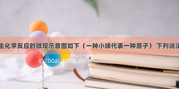 两种物质发生化学反应的微观示意图如下（一种小球代表一种原子） 下列说法正确的是A.