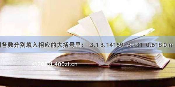 把下列各数分别填入相应的大括号里：-3.1 3.14159 -3 +31  0.618 0 π -0.202