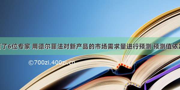 某商场邀请了6位专家 用德尔菲法对新产品的市场需求量进行预测 预测值依次为45万元