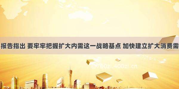 党的十八大报告指出 要牢牢把握扩大内需这一战略基点 加快建立扩大消费需求的长效机