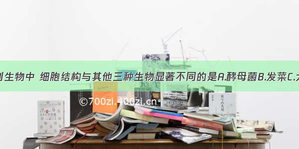 单选题下列生物中 细胞结构与其他三种生物显著不同的是A.酵母菌B.发菜C.大肠杆菌D.