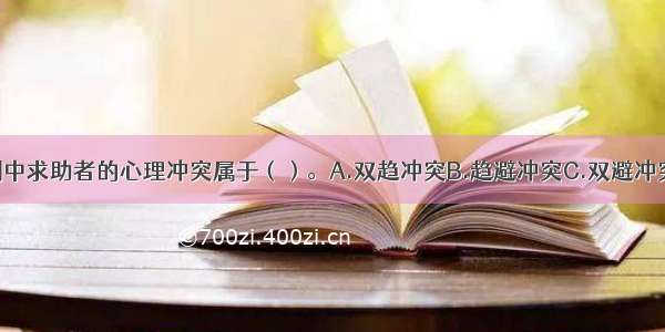 单选：本案例中求助者的心理冲突属于（）。A.双趋冲突B.趋避冲突C.双避冲突D.双重趋避