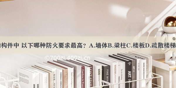 建筑物构件中 以下哪种防火要求最高？A.墙体B.梁柱C.楼板D.疏散楼梯ABCD