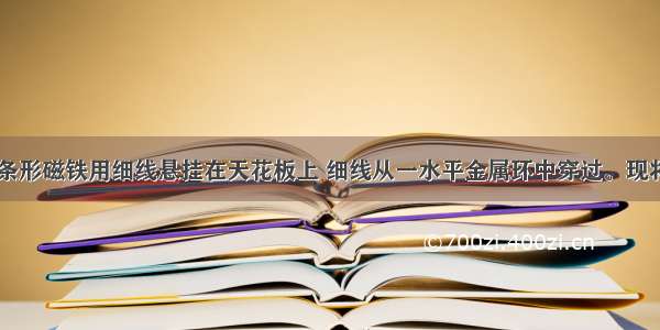 质量为m的条形磁铁用细线悬挂在天花板上 细线从一水平金属环中穿过。现将环从位置Ⅰ