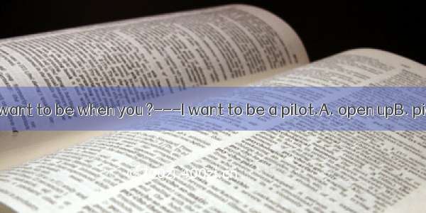 ---What do you want to be when you ?---I want to be a pilot.A. open upB. pick upC. eat upD