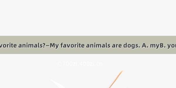 —What’re  favorite animals?—My favorite animals are dogs. A. myB. yourC. hisD. her