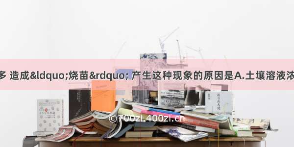 农民一次施肥过多 造成“烧苗” 产生这种现象的原因是A.土壤溶液浓度小 细胞吸水B.