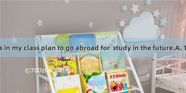 of the students in my class plan to go abroad for  study in the future.A. Two-thirds; far