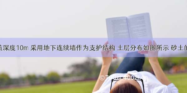 某建筑基坑深度10m 采用地下连续墙作为支护结构 土层分布如图所示 砂土的饱和重度