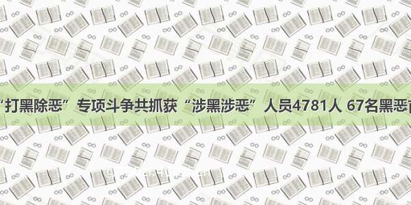 单选题重庆“打黑除恶”专项斗争共抓获“涉黑涉恶”人员4781人 67名黑恶首犯和骨干被