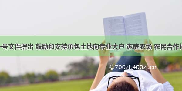 中央一号文件提出 鼓励和支持承包土地向专业大户 家庭农场 农民合作社流转。