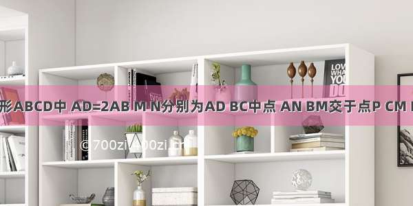 平行四边形ABCD中 AD=2AB M N分别为AD BC中点 AN BM交于点P CM DN交于点