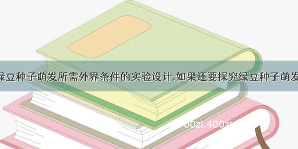 下表是探究绿豆种子萌发所需外界条件的实验设计.如果还要探究绿豆种子萌发是否需要光.