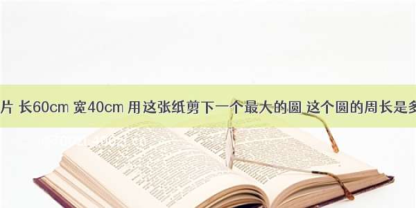 一张长方形纸片 长60cm 宽40cm 用这张纸剪下一个最大的圆 这个圆的周长是多少.速速解答